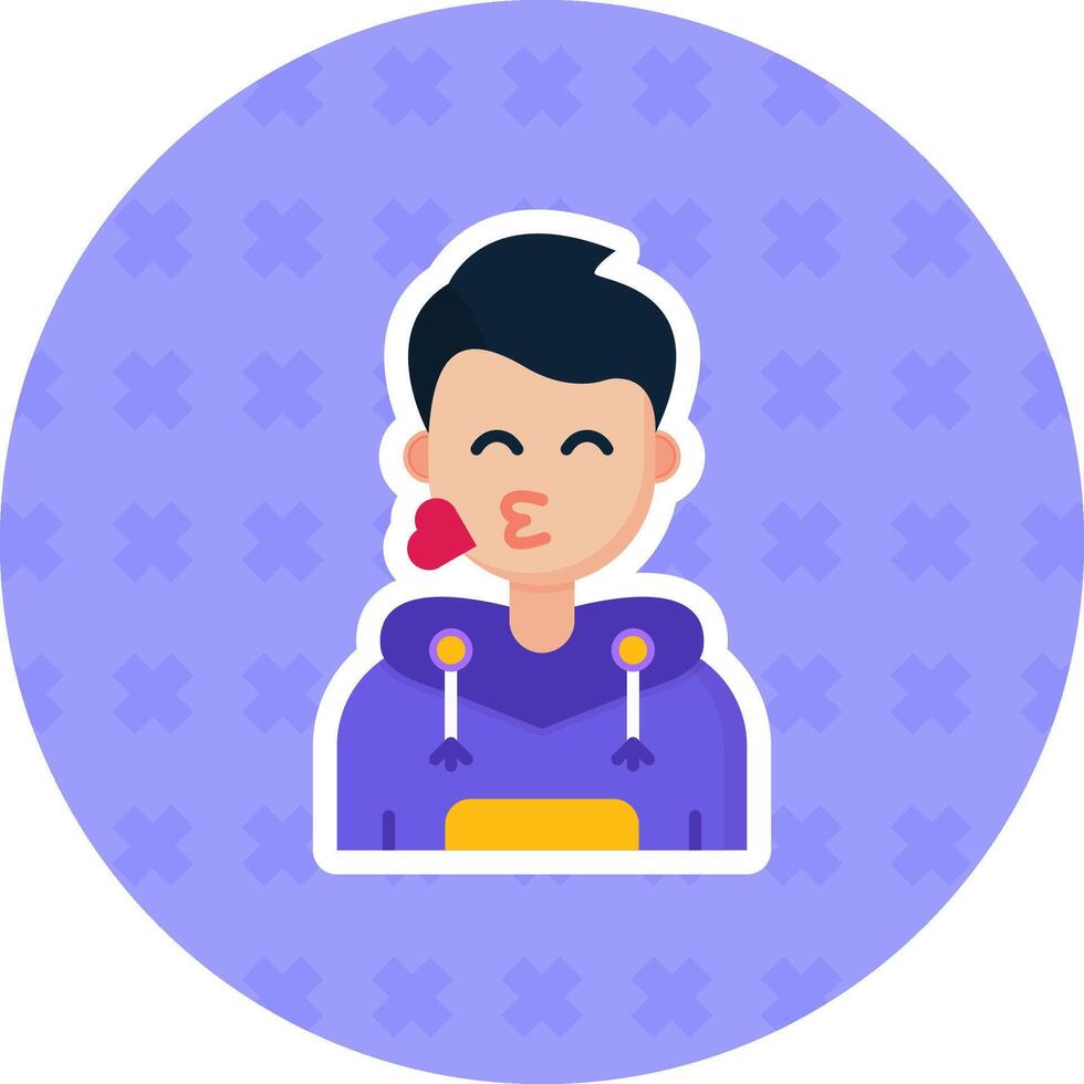 Kiss Flat Sticker Icon vector