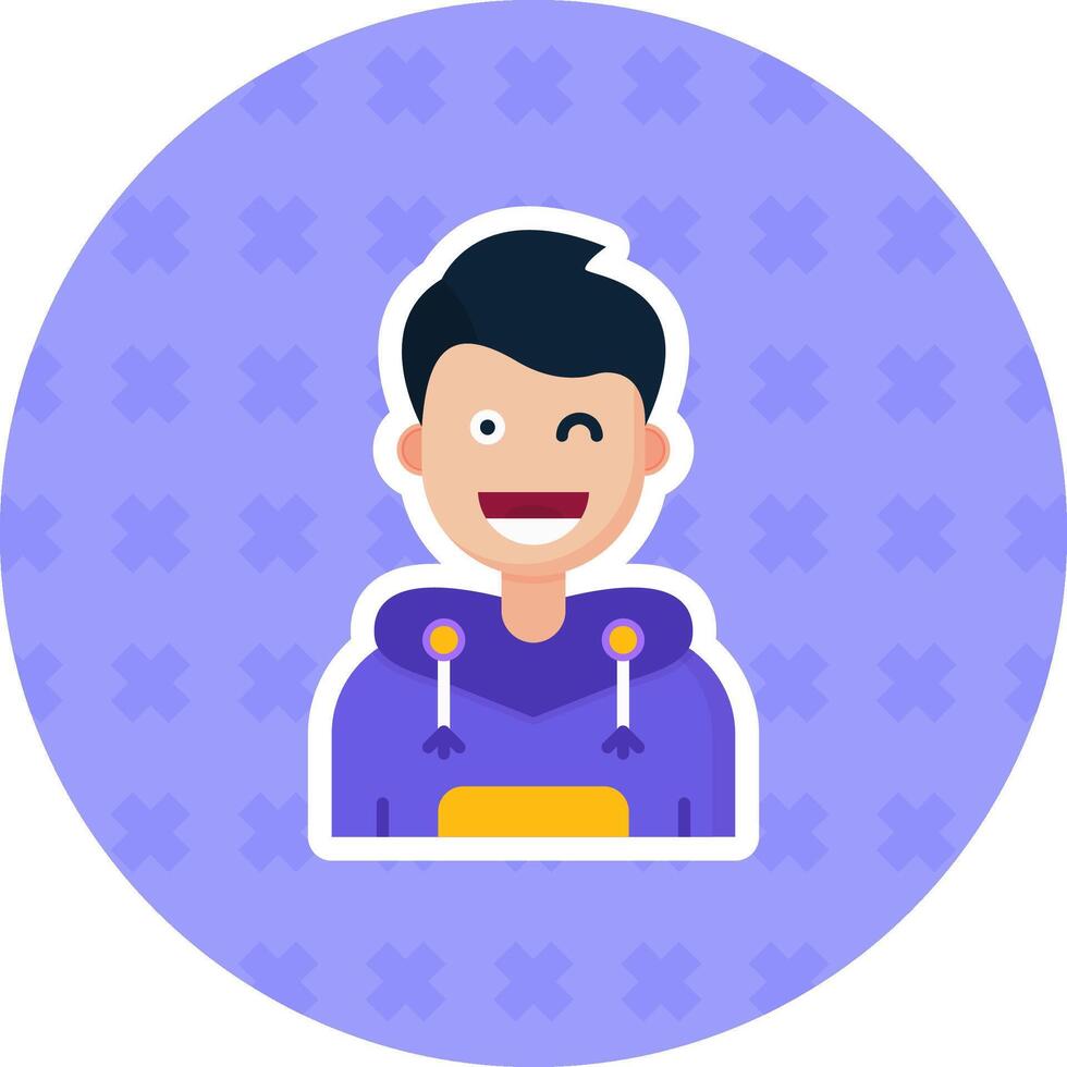 Wink Flat Sticker Icon vector