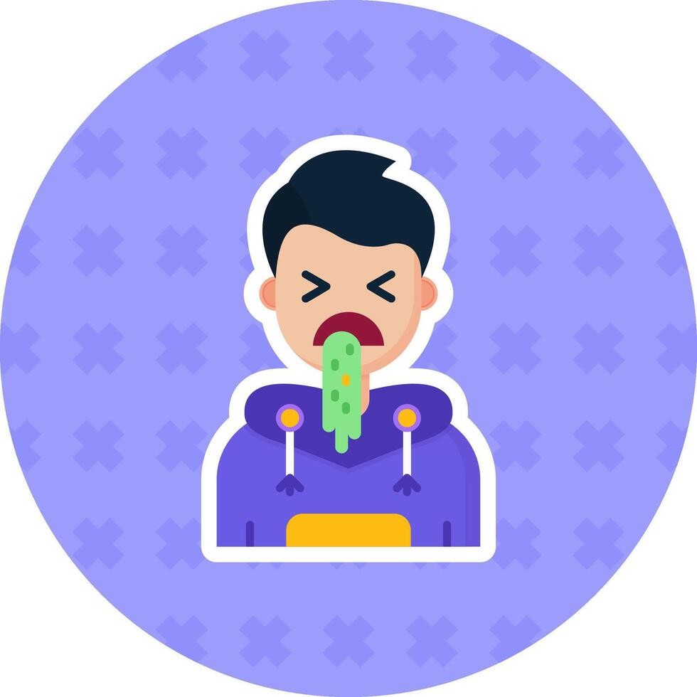 Vomit Flat Sticker Icon vector
