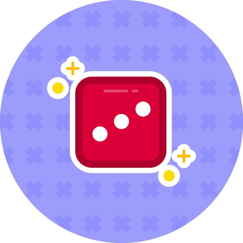 Dice three Flat Sticker Icon vector