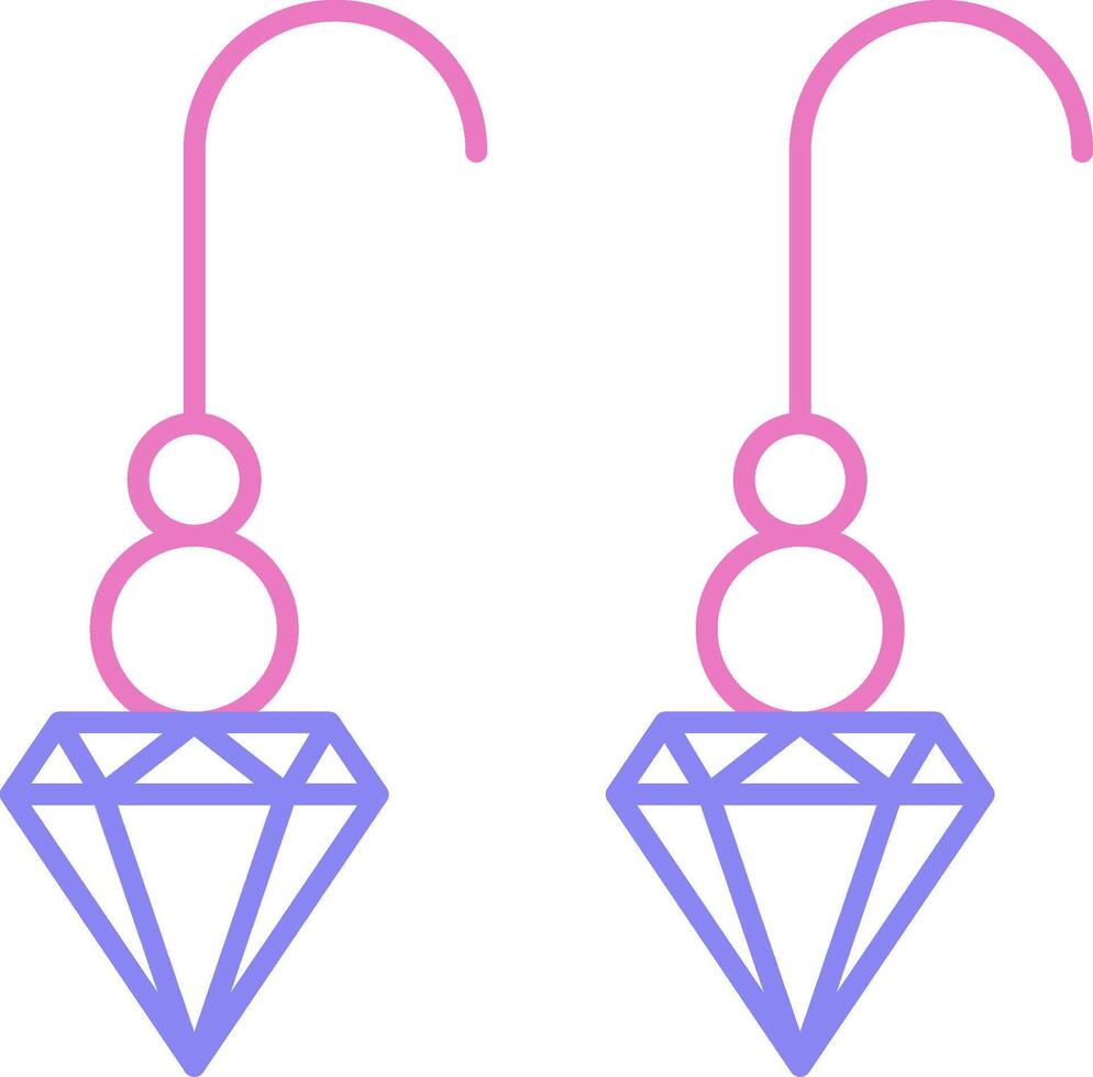 Round Earrings Linear Two Colour Icon vector