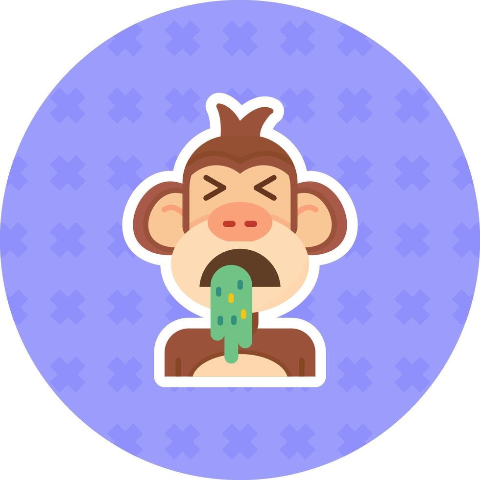 Vomit Flat Sticker Icon vector