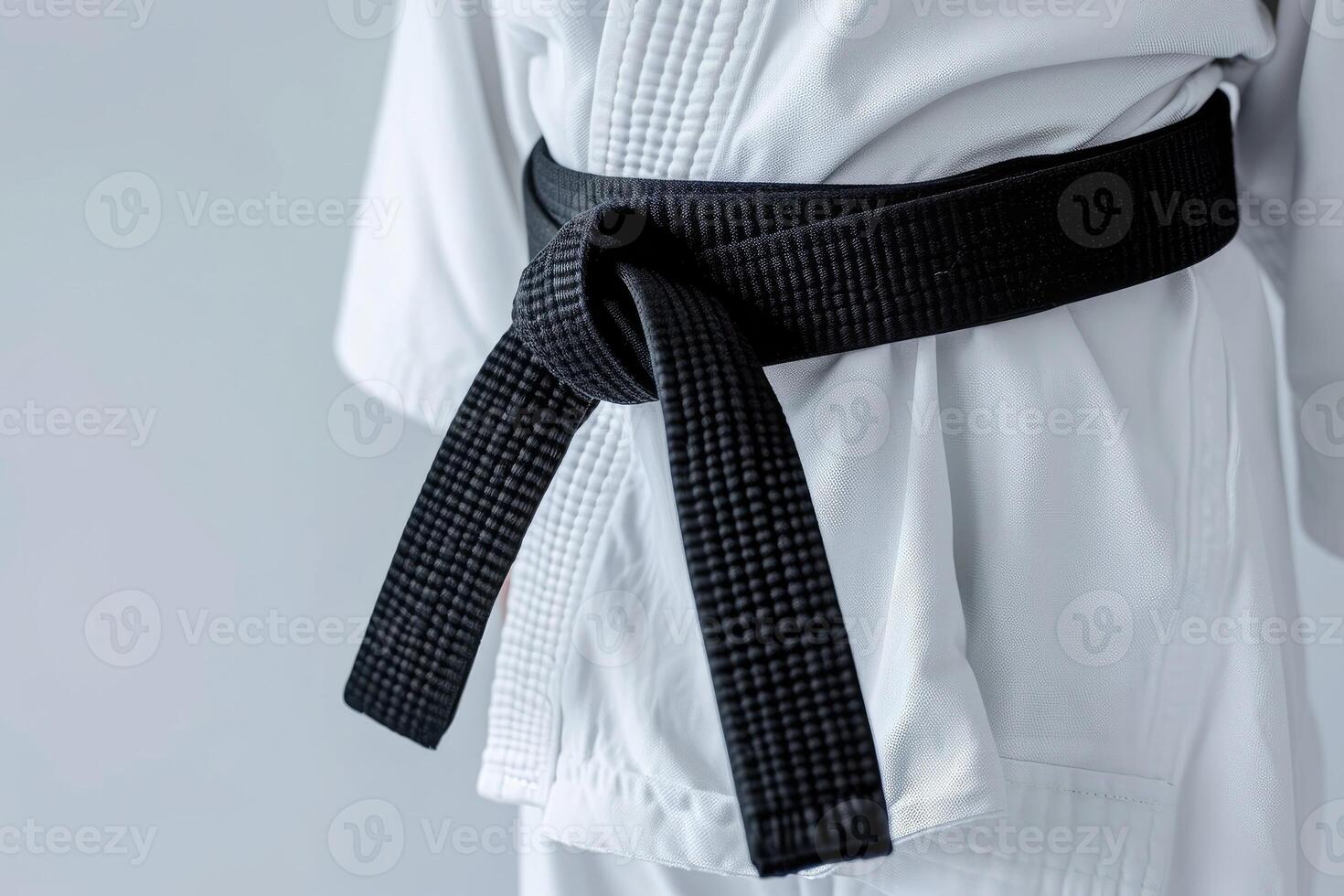 AI generated Karate black belt on white uniform photo