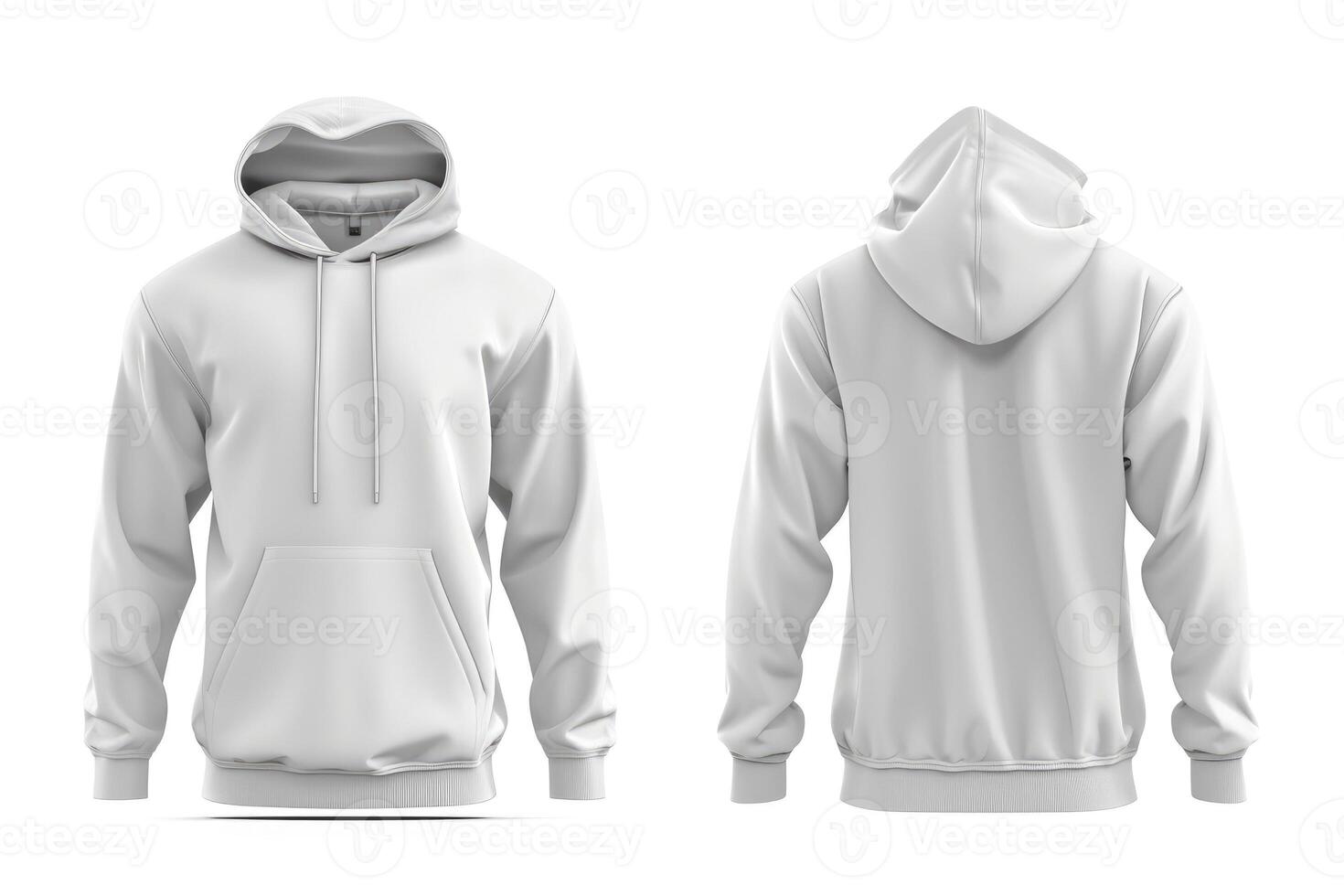 AI generated Front and Back of an Editable male white Hoodie. photo