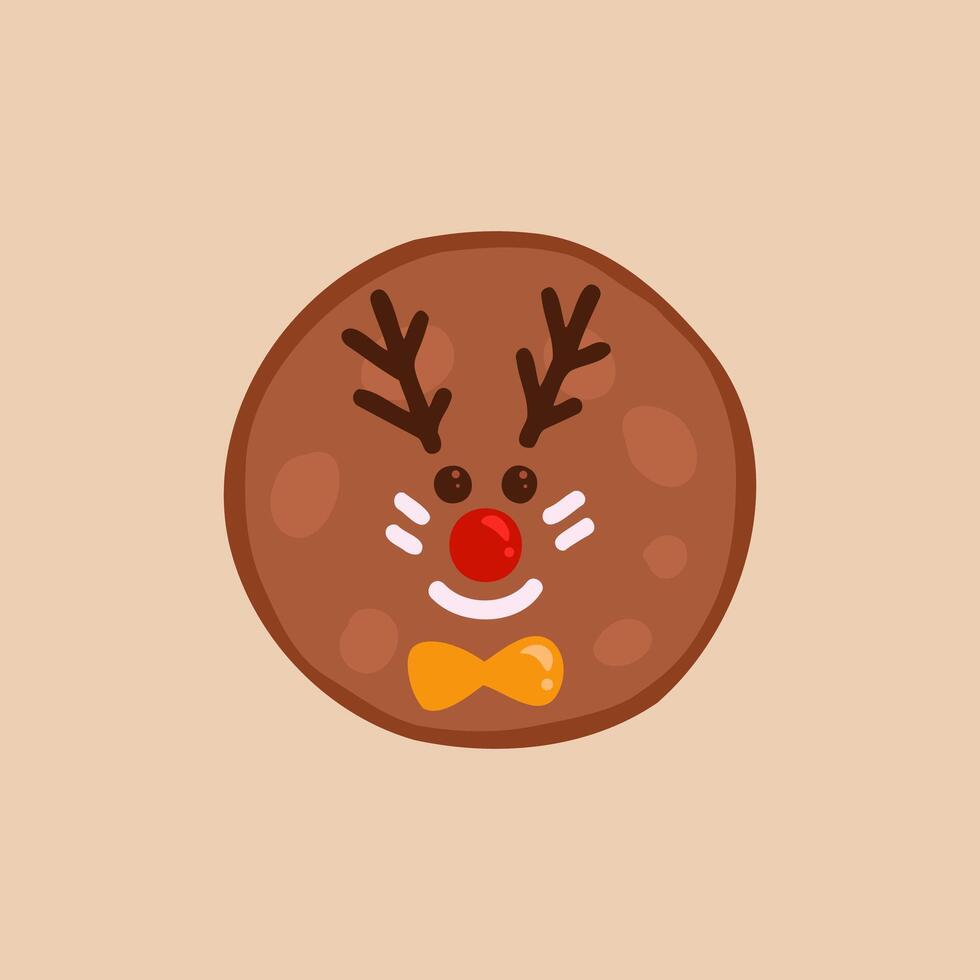 deer cookie, gingerbread. Illustration for printing, backgrounds, covers and packaging. Image can be used for greeting cards, posters, stickers and textile. Isolated on white background. vector