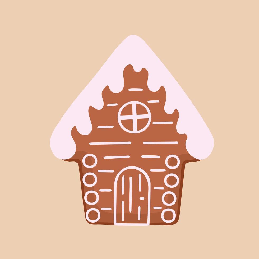 house shape cookie, gingerbread. Illustration for printing, backgrounds, covers and packaging. Image can be used for greeting cards, posters, stickers and textile. Isolated on white background. vector