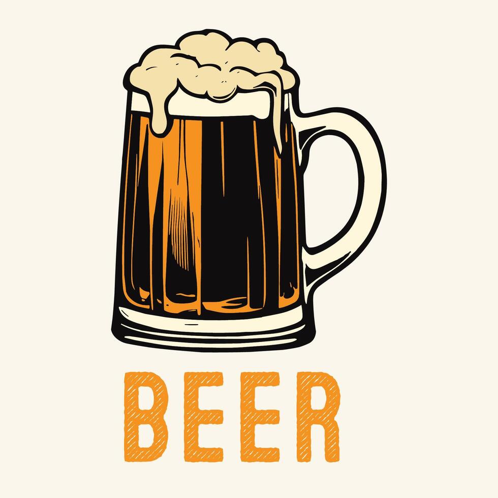 Engraved Beer Mug Vintage Style vector