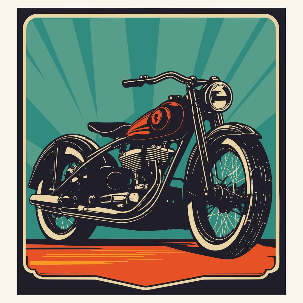 Retro Motorcycle Hand Drawn Style vector