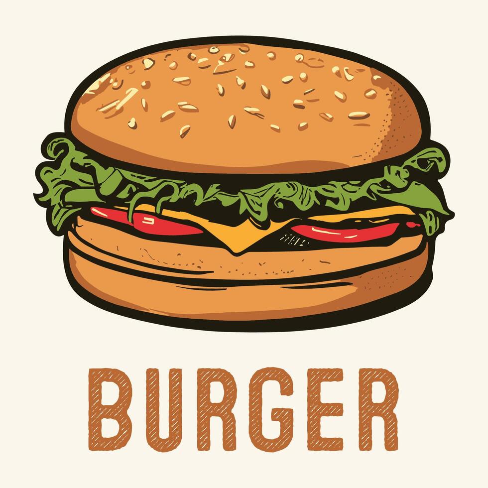 mano dibujado hamburguesa Clásico grabado estilo vector