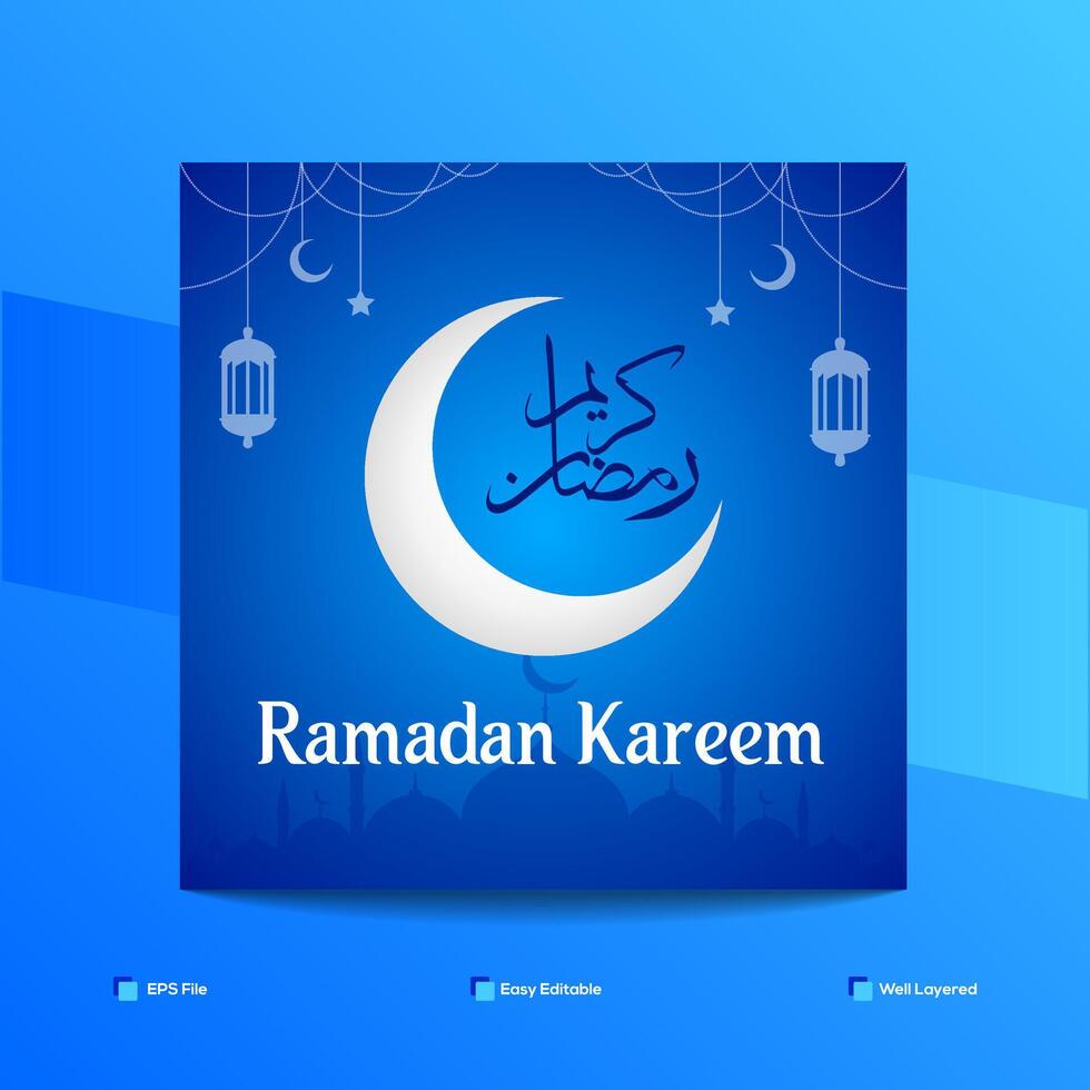 Ramadan Kareem Social Media Post Design Template Vector