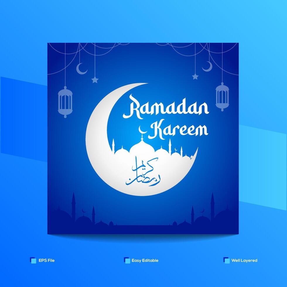 Ramadan Kareem Social Media Post Design Template Vector