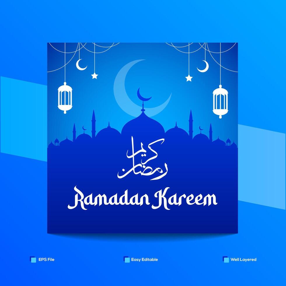 Ramadan Kareem Social Media Post Design Template Vector