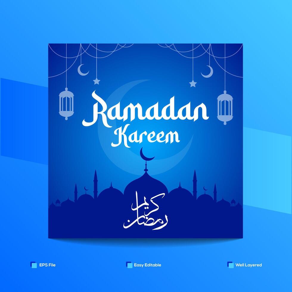 Ramadan Kareem Social Media Post Design Template Vector