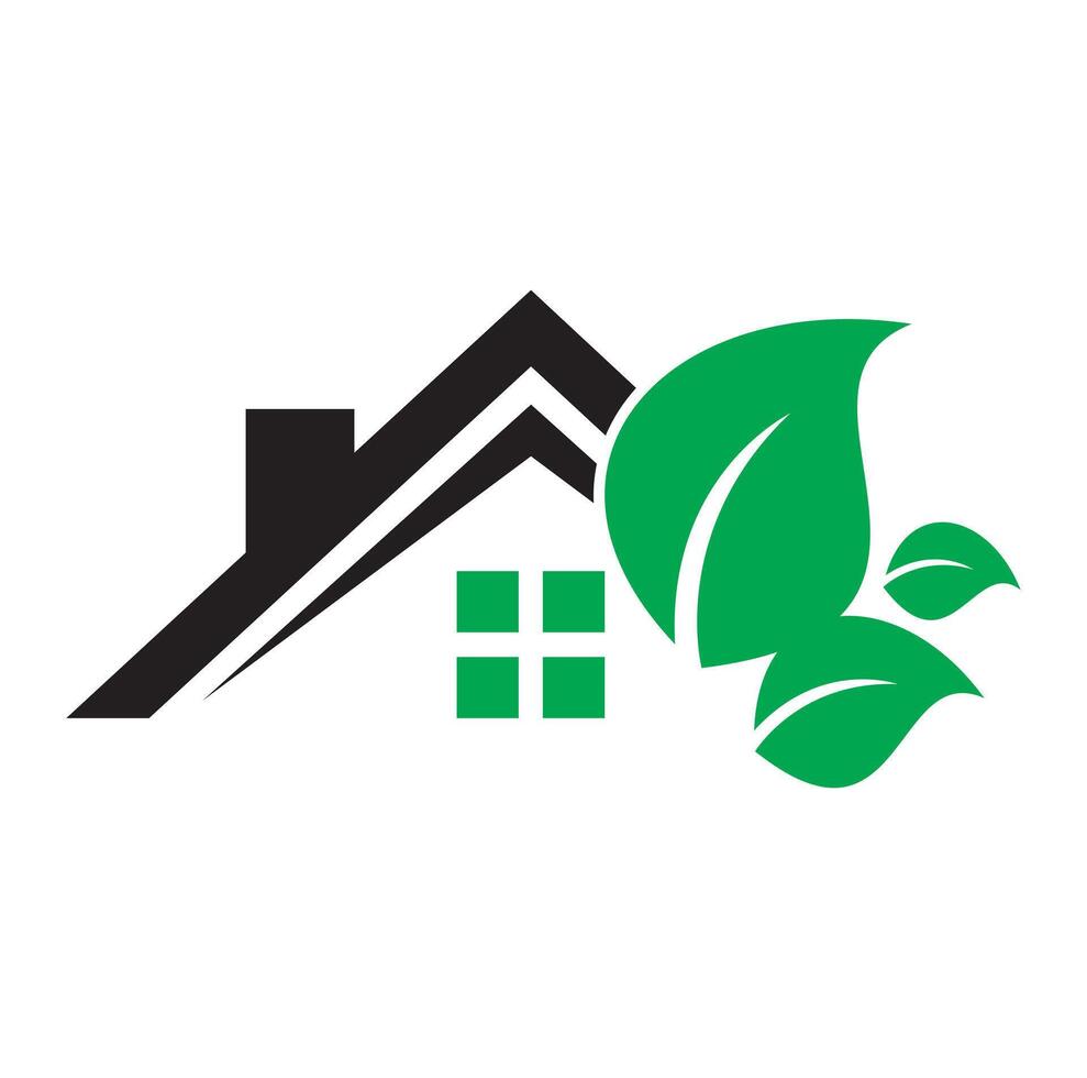 eco leaf home logo. Nature green house concept design icon vector. vector