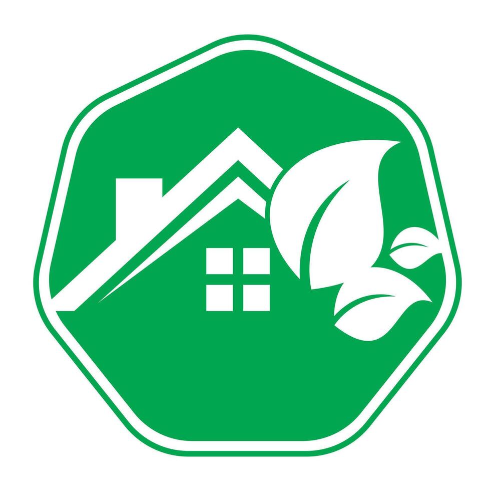 eco leaf home logo. Nature green house concept design icon vector. vector