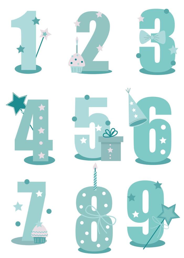 Baby boy blue numbers vector