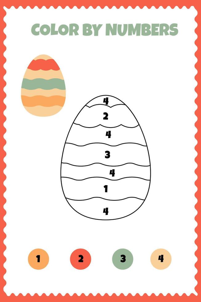 vector modelo para colorante por números con Pascua de Resurrección huevo