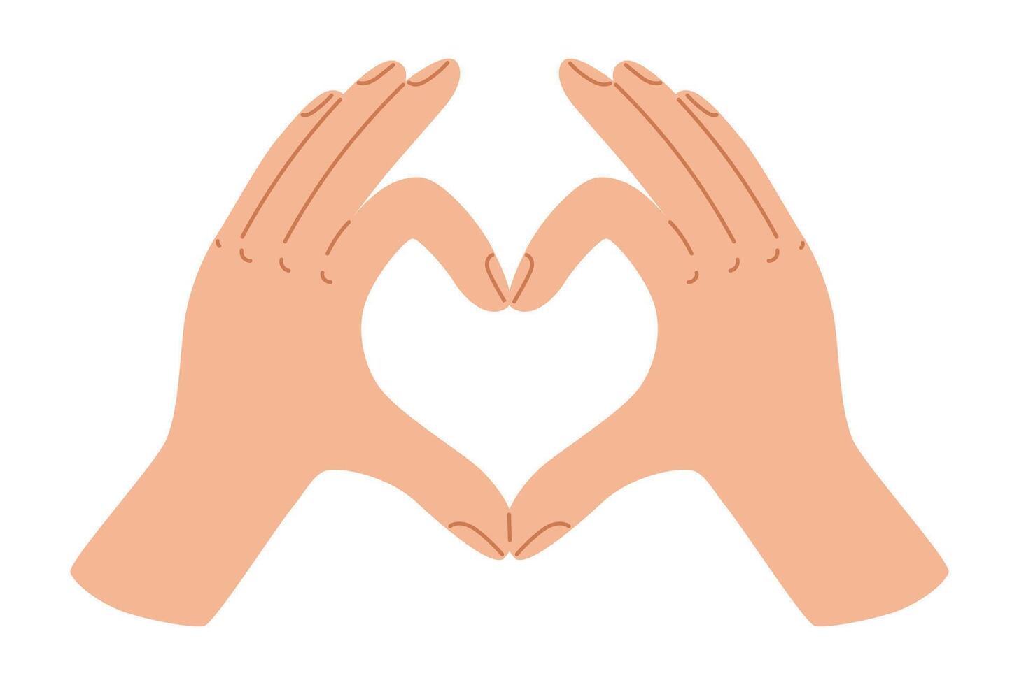 Heart human hand sign. Love gesture. Give and share your love. Vector illustration in hand drawn style