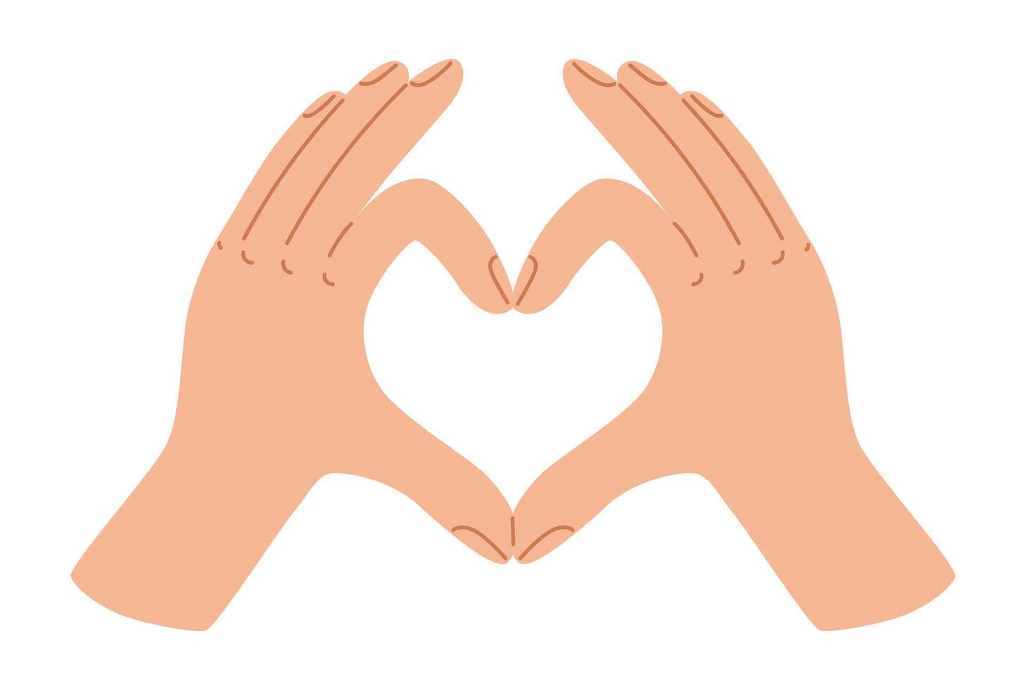 Heart human hand sign. Love gesture. Give and share your love. Vector illustration in hand drawn style