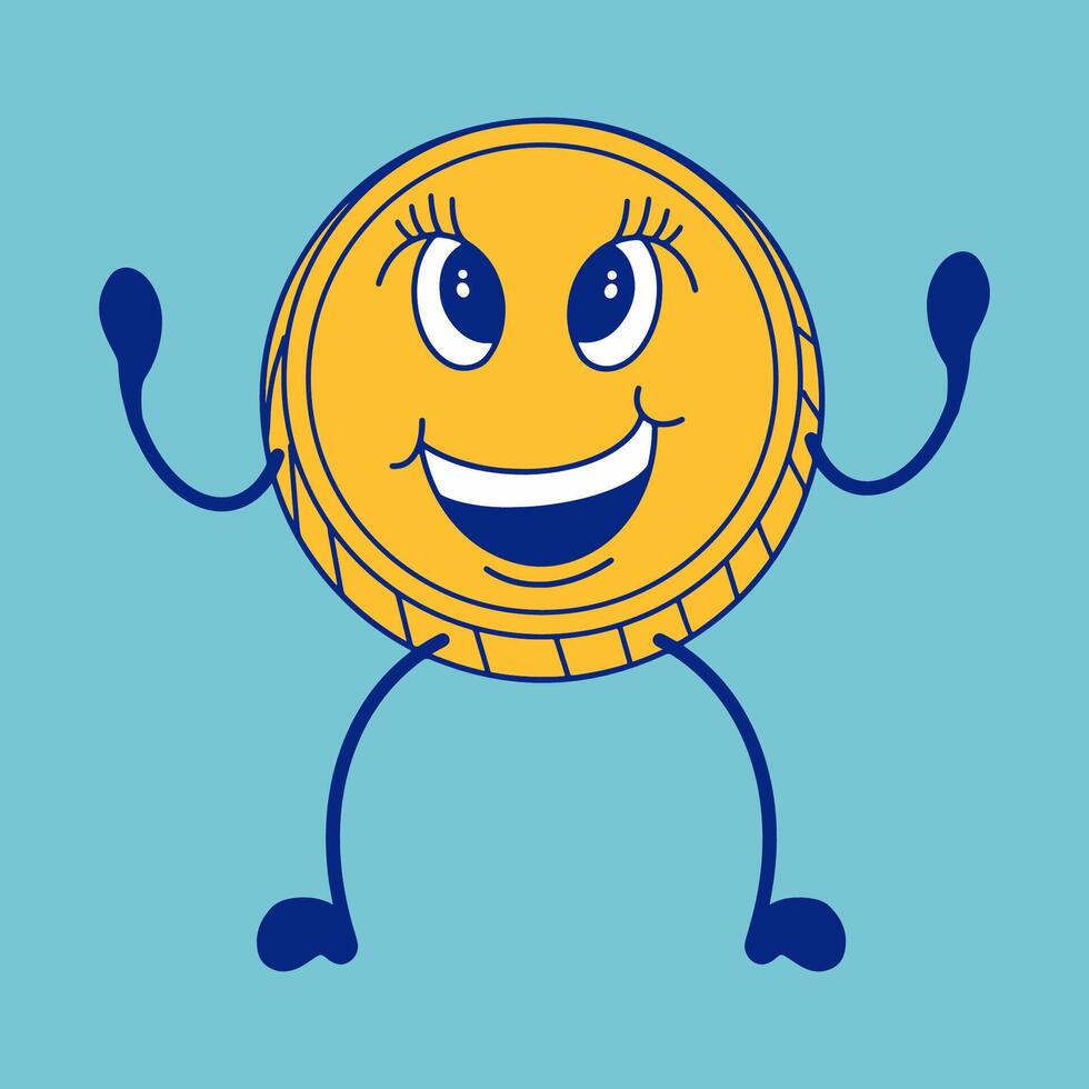 Cartoon character of a happy gold coin vector
