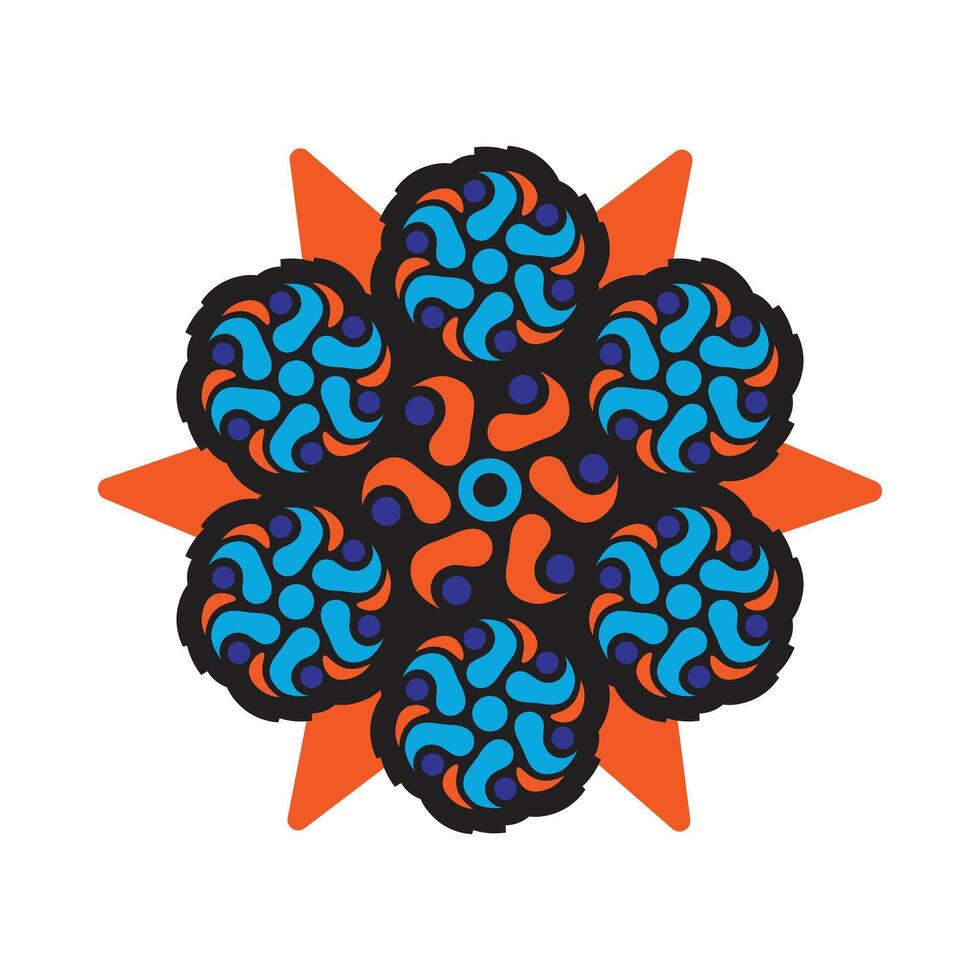 hand drawn doodle mandala. mandala with colorful tribal ornament. Isolated vector