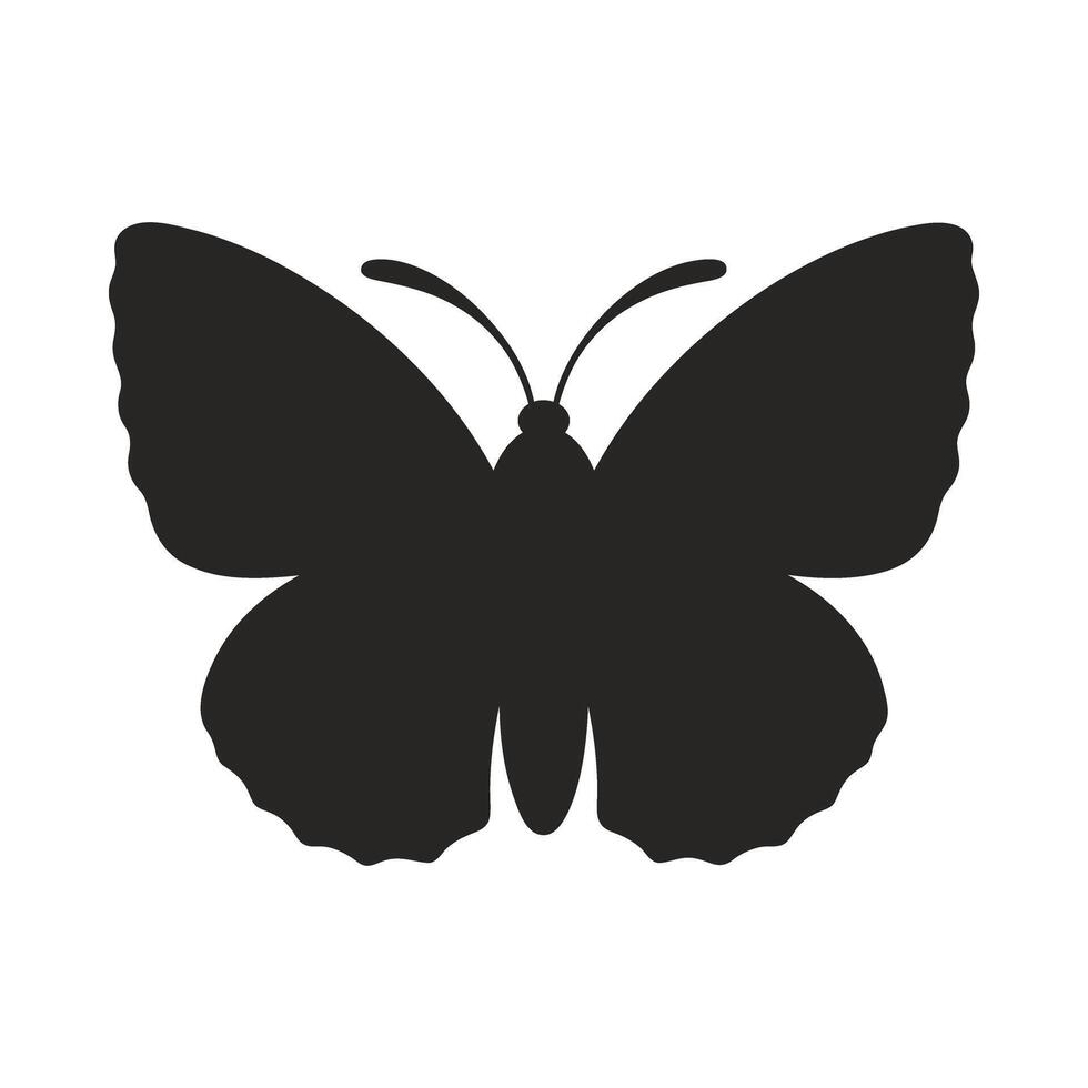Vintage butterfly silhouette isolated on a white background. Simple black butterfly or moth. Vector illustration, insect icon