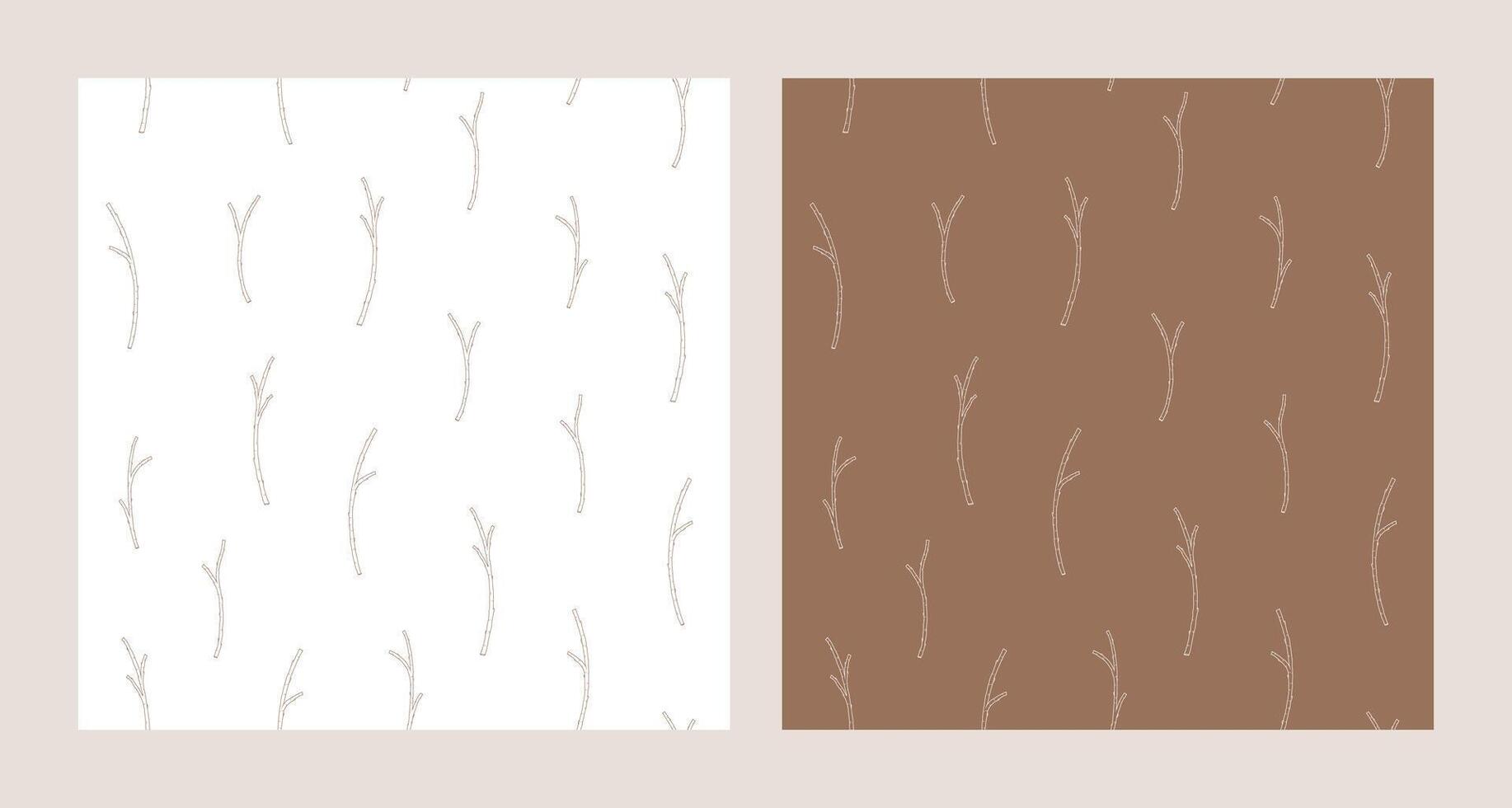 Set of two seamless patterns with apricot branches, vector illustration