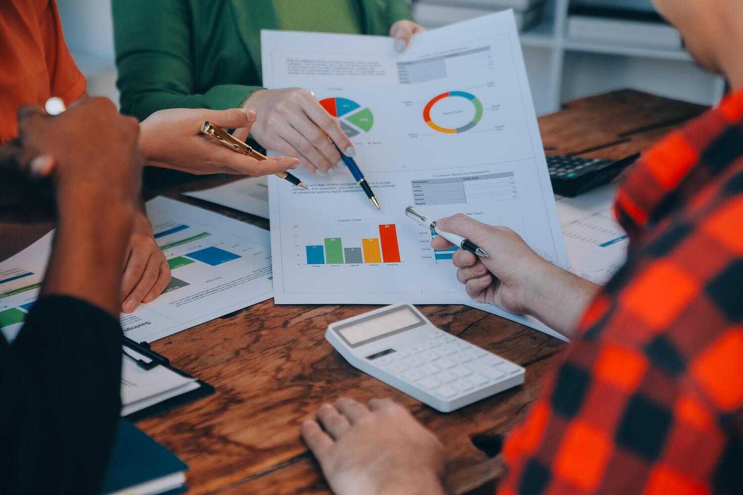 Co working conference, Business team meeting present, investor colleagues discussing new plan financial graph data on office table with laptop and digital tablet, Finance, accounting, investment. photo