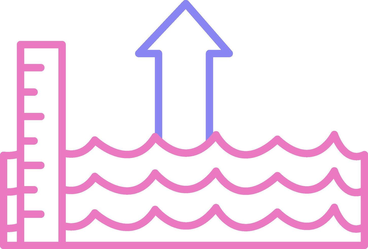 Sea Level Rise Linear Two Colour Icon vector
