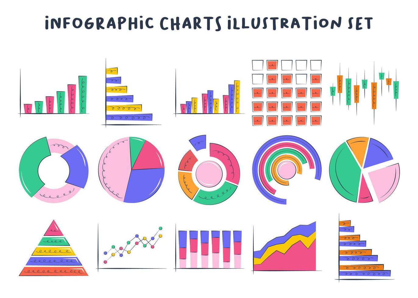 Infographic Charts Illustration Set vector