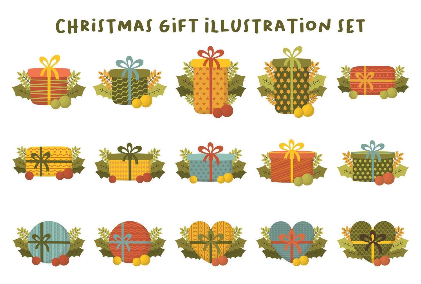 Navidad regalo caja ilustración conjunto vector