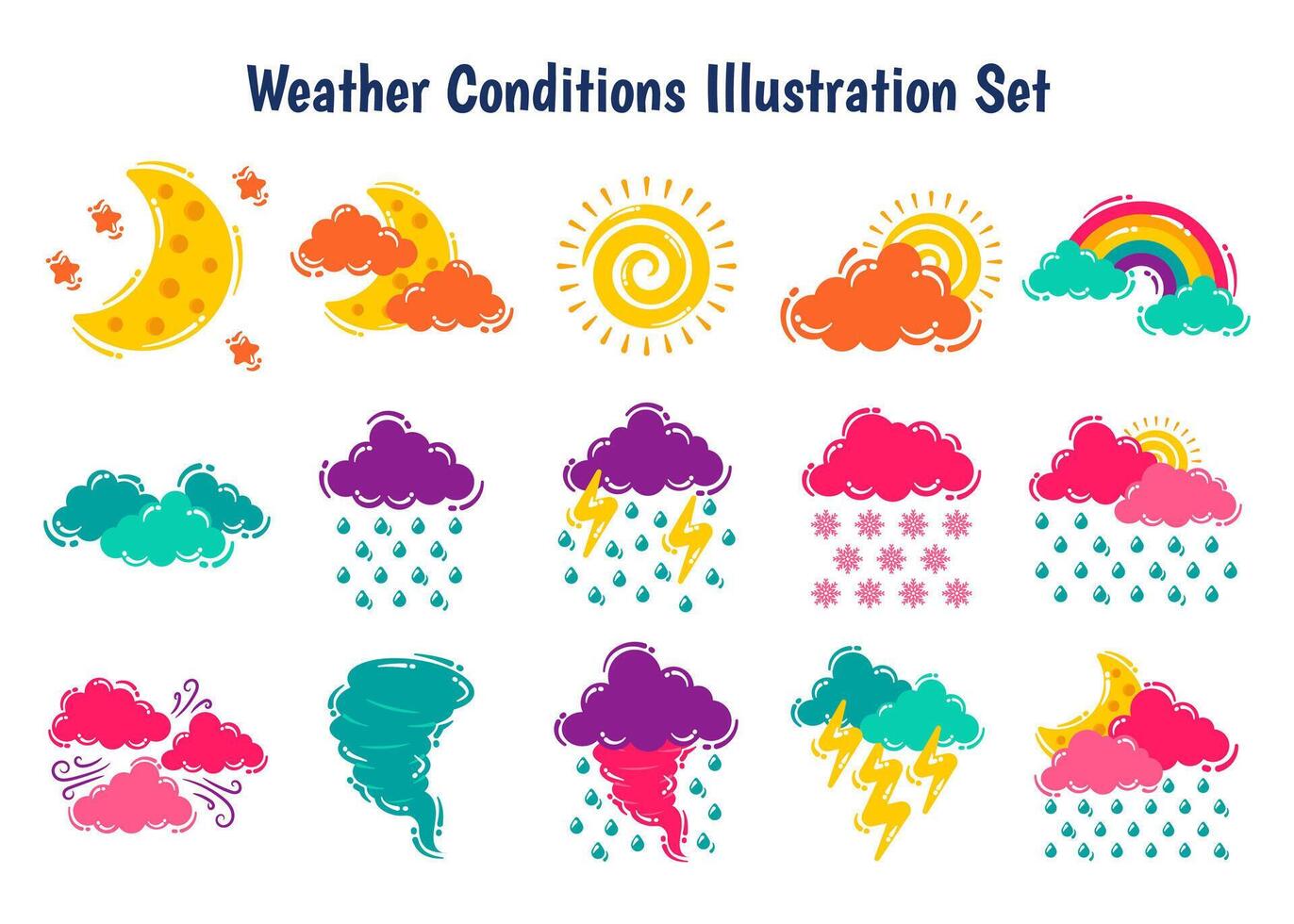 Set of Weather Conditions Illustration vector