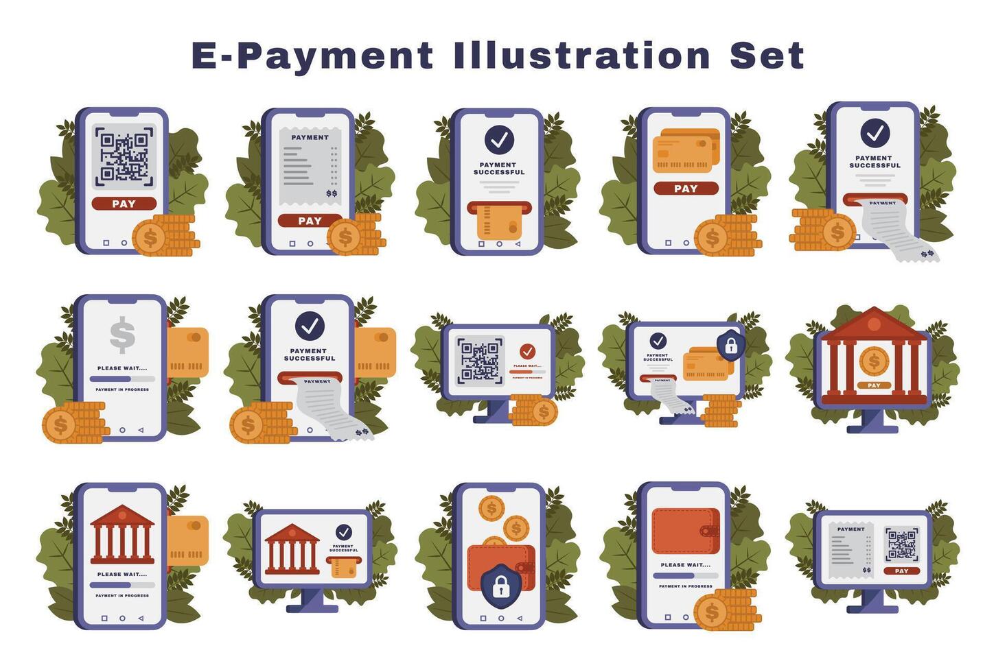 Set of E-Payment Concept Vector Illustrations