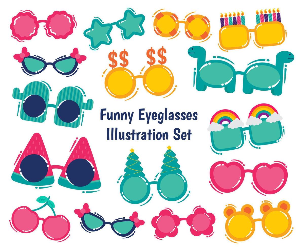 Set of Funny Eyeglasses Illustration vector