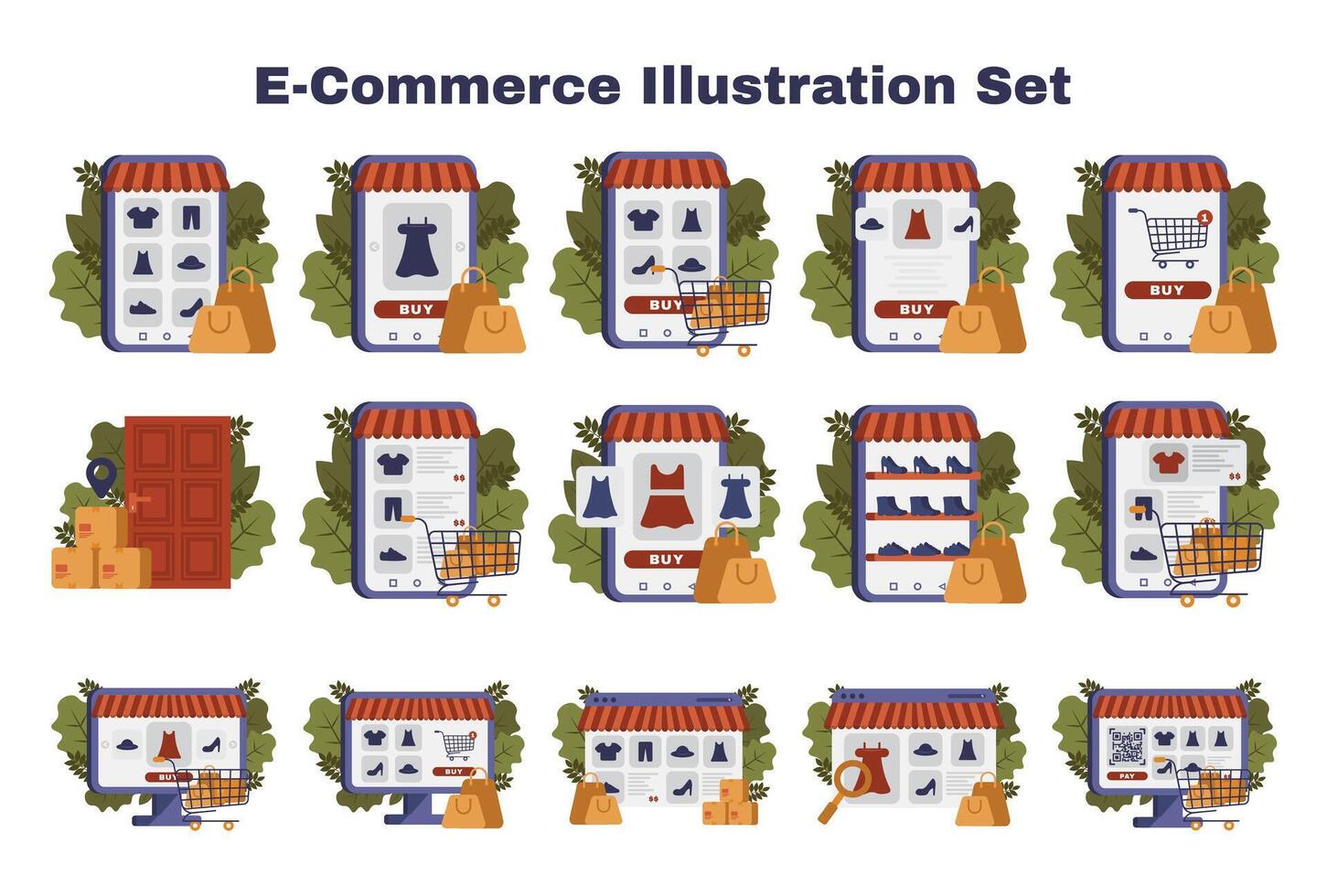 E-Commerce Illustration Set vector