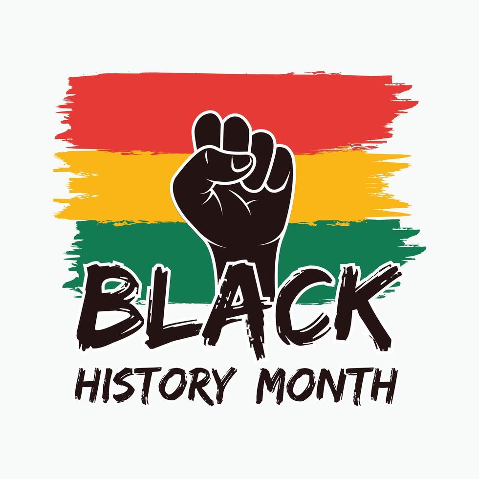 Celebrate Black History Month design for social media post, t-shirts. Hand on fist remembering African black communities importance and values in history, the struggle and racism. vector