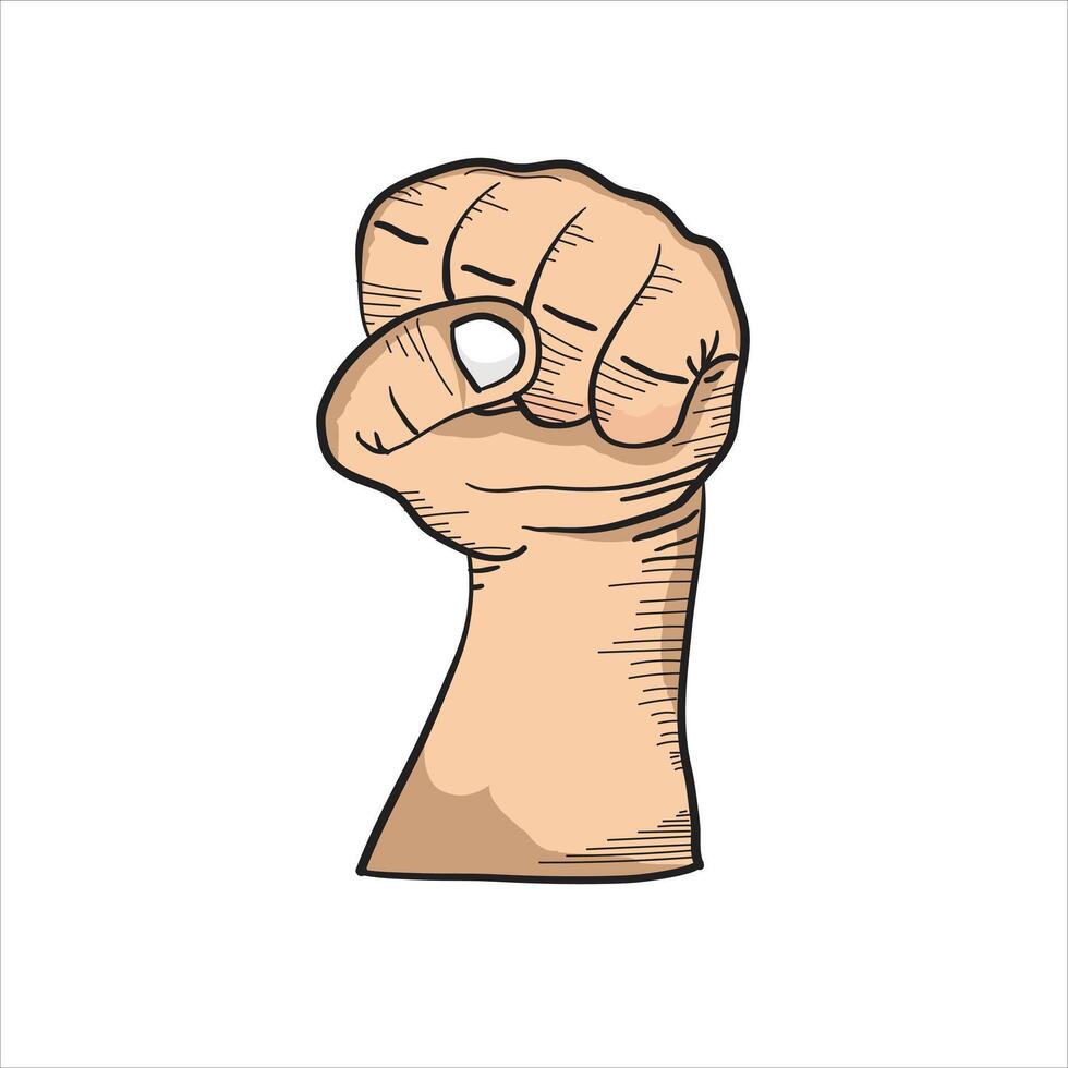 vector illustration of hands clenched upwards