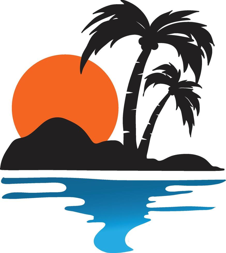 Beach and island logo design, vector design template of beach icons