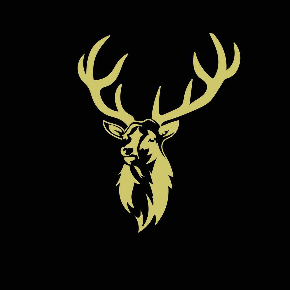 Deer head cut out silhouette. Horned elk or stag vector