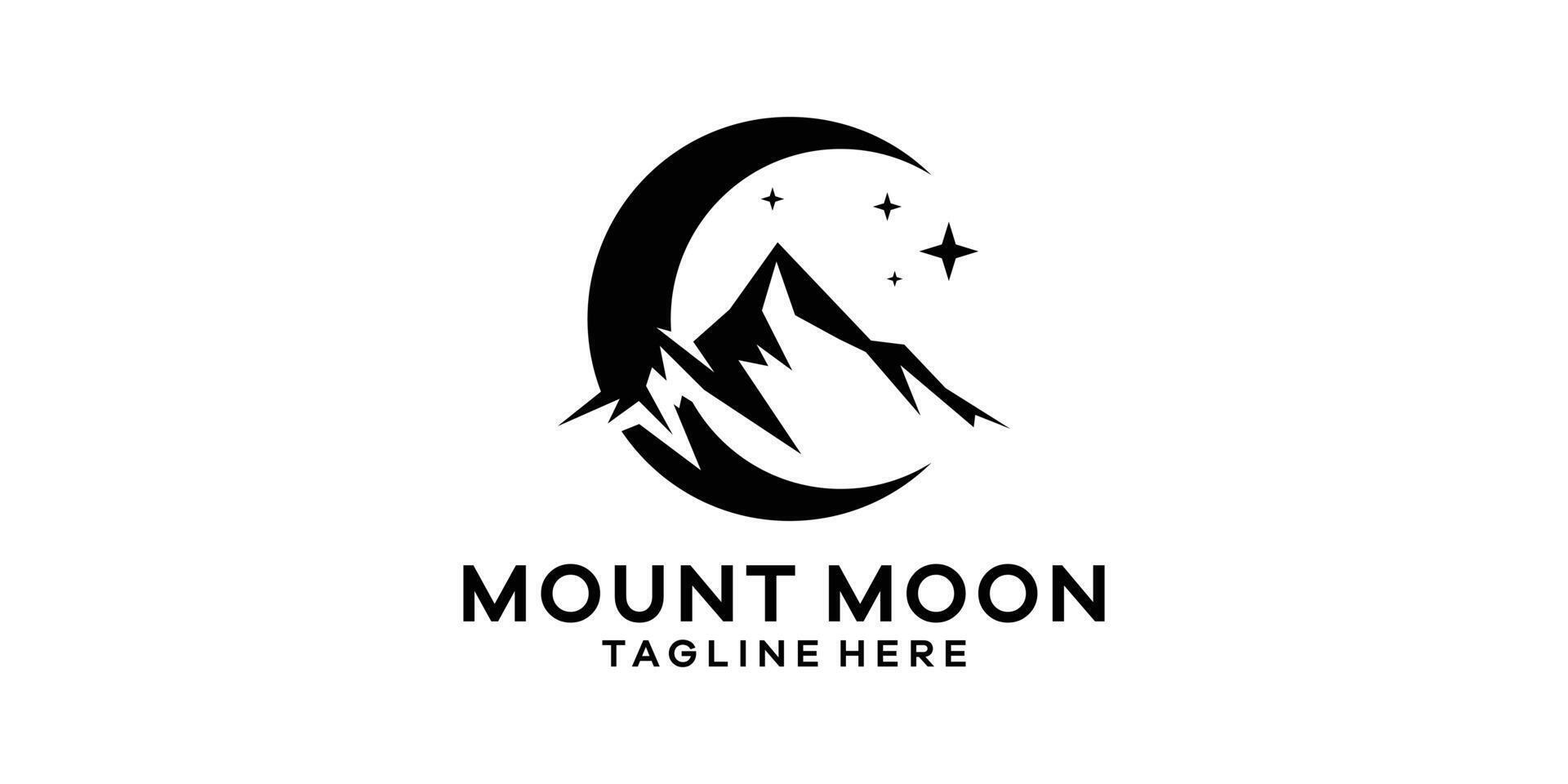 mountain and moon logo design, logo design template symbol icon idea. vector