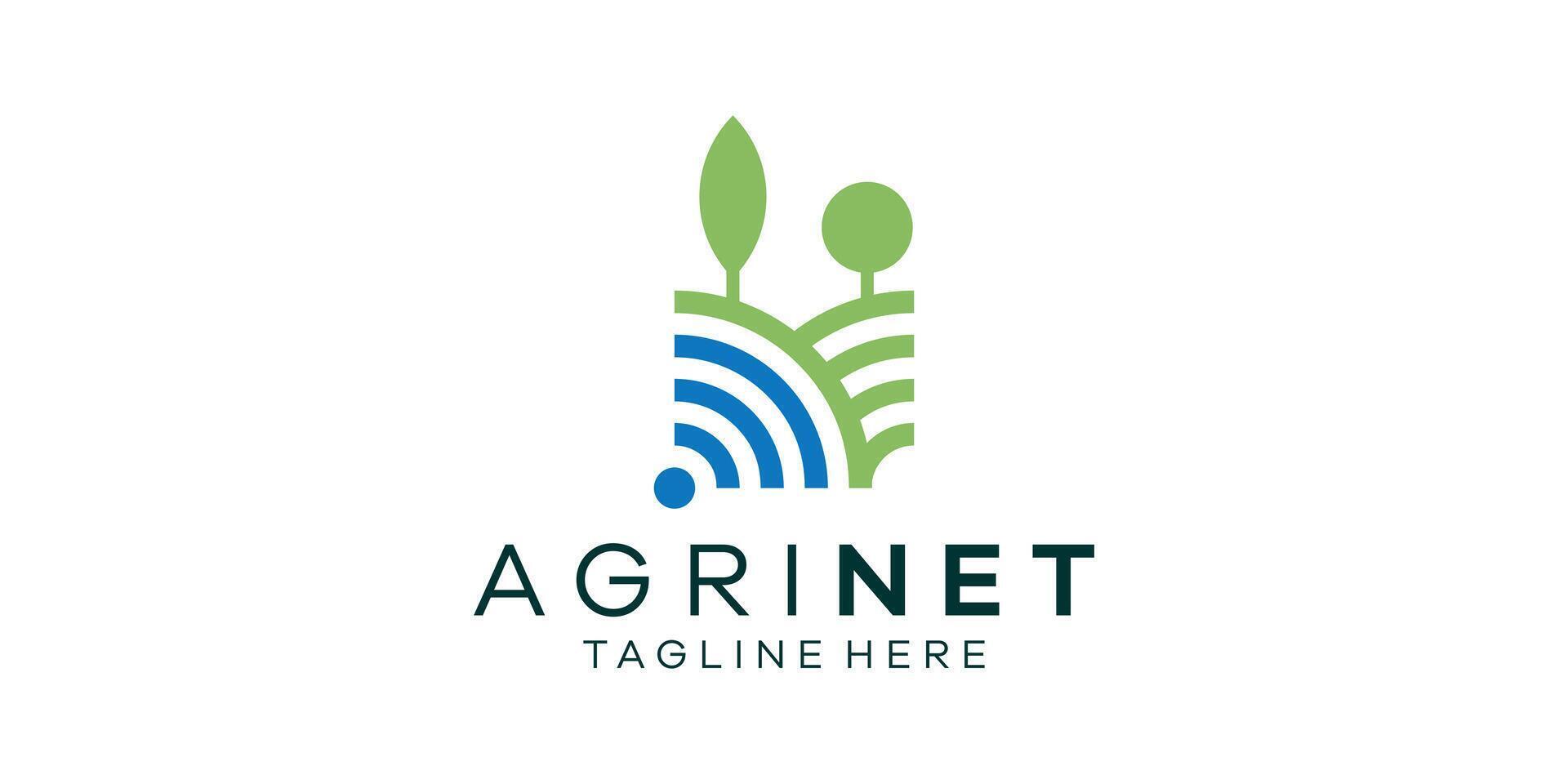 logo design combining signal shapes with agriculture. logo design minimalist line. vector