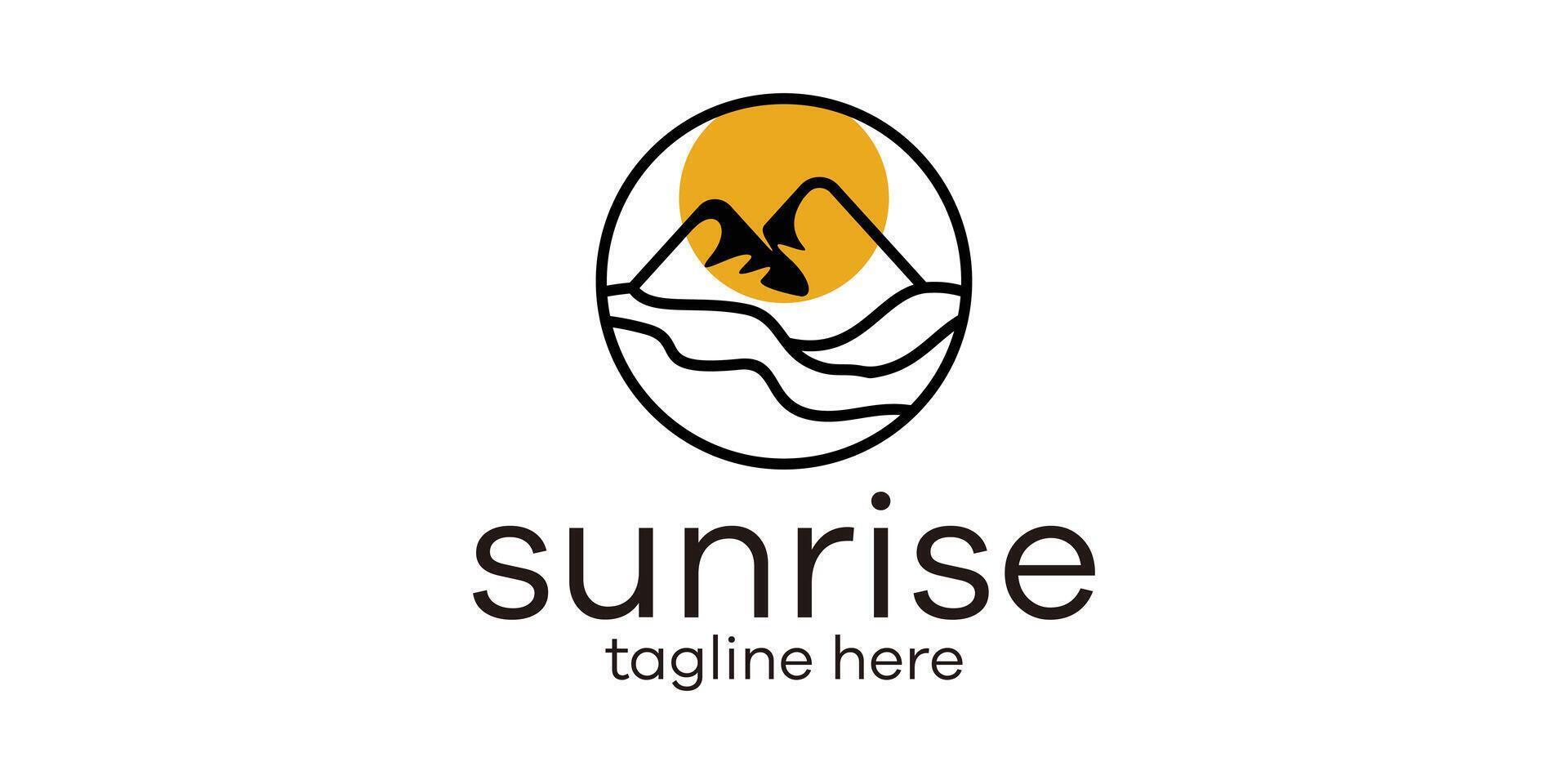 logo design mountain sunrise minimalist line. vector