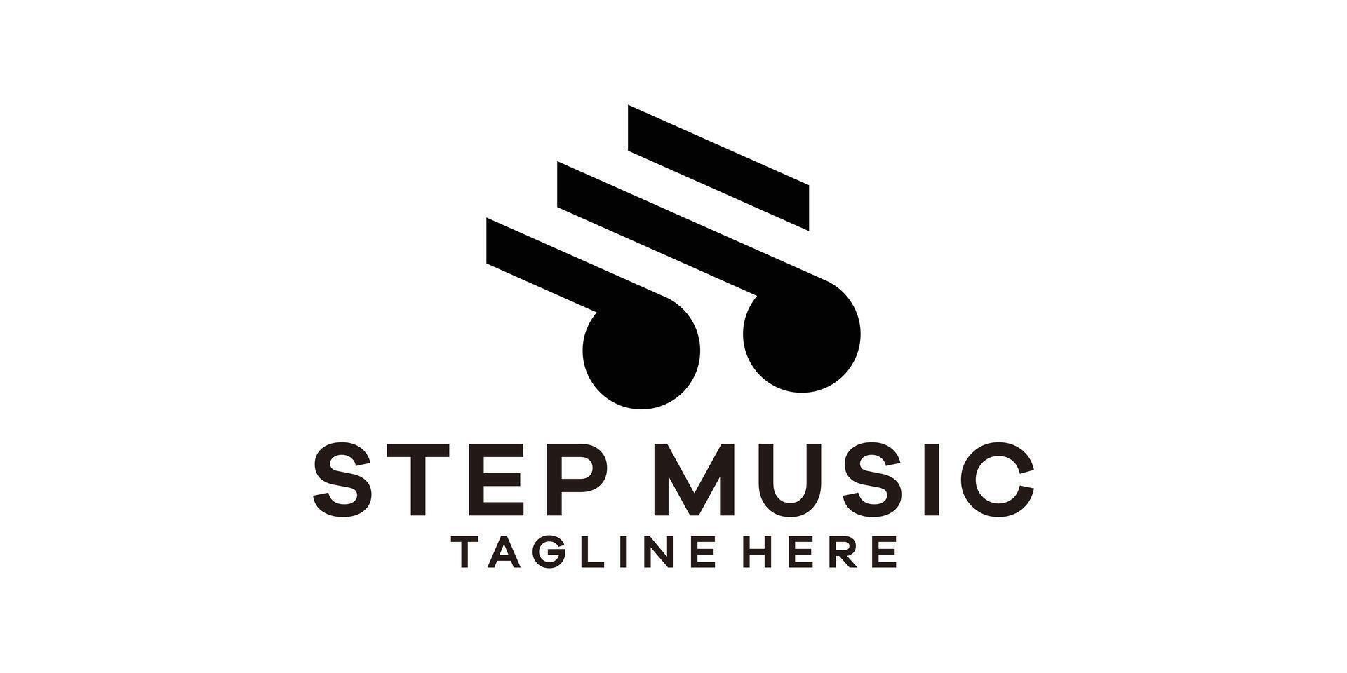 logo diseño combinatorio el forma de un escalera con musical notas vector