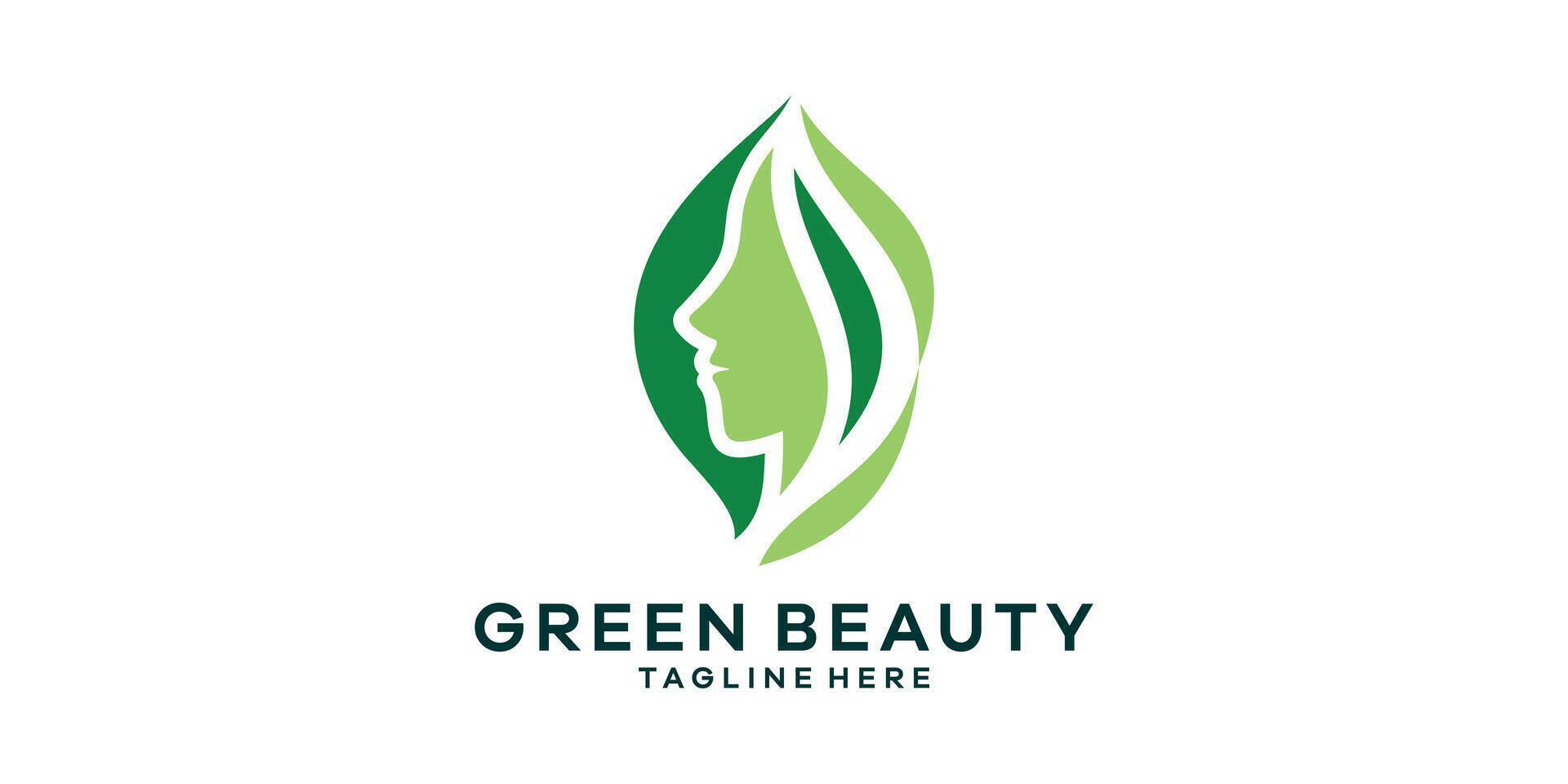 logo design combination of beauty shapes with leaves, organic care, salon. vector