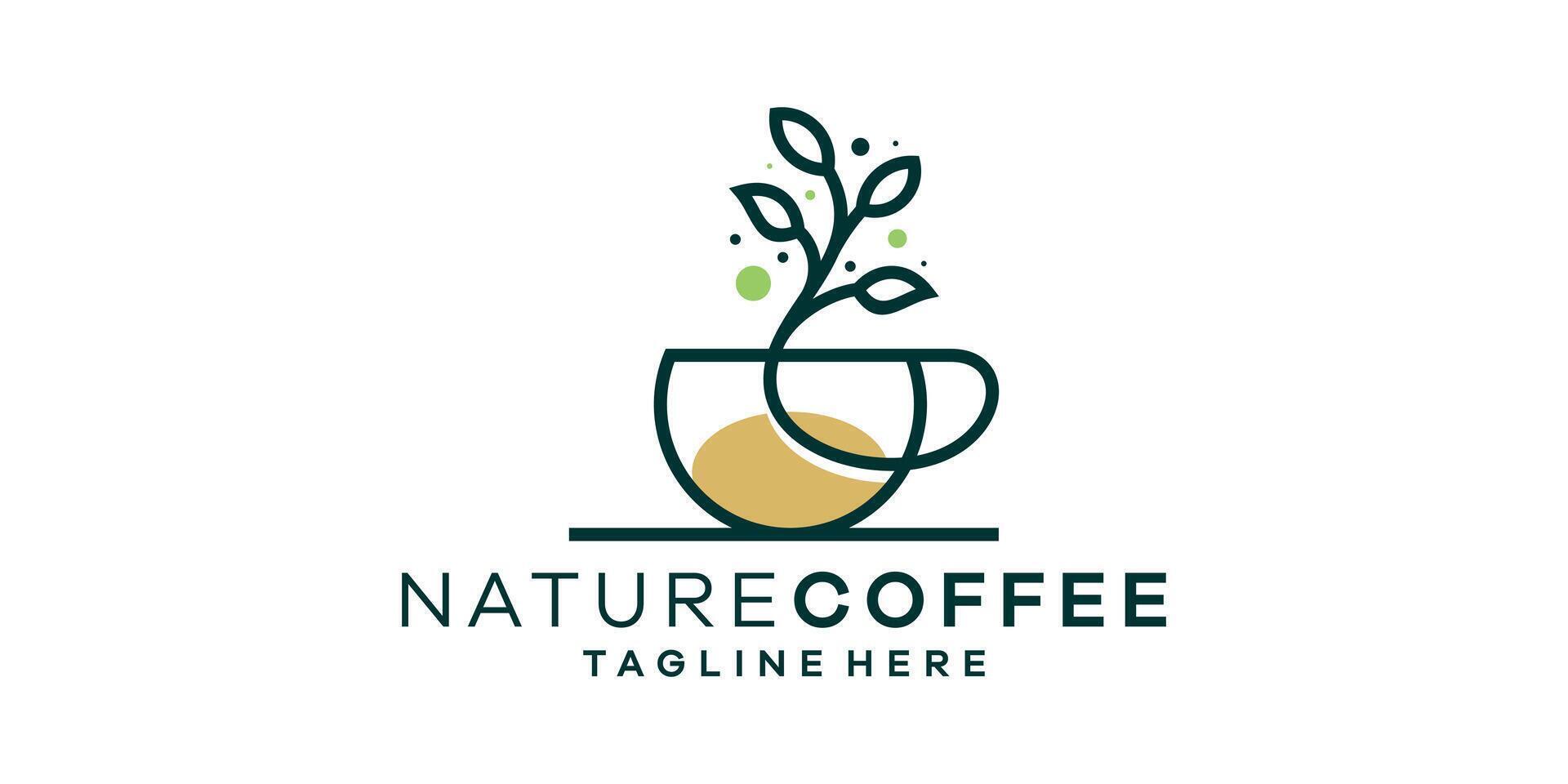 logo design combining plant shapes with coffee. logo design nature coffee. vector