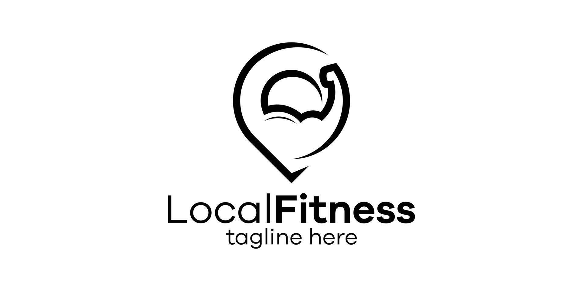 logo design combining the shape of a pin map with muscles, logo design for a fitness center. vector