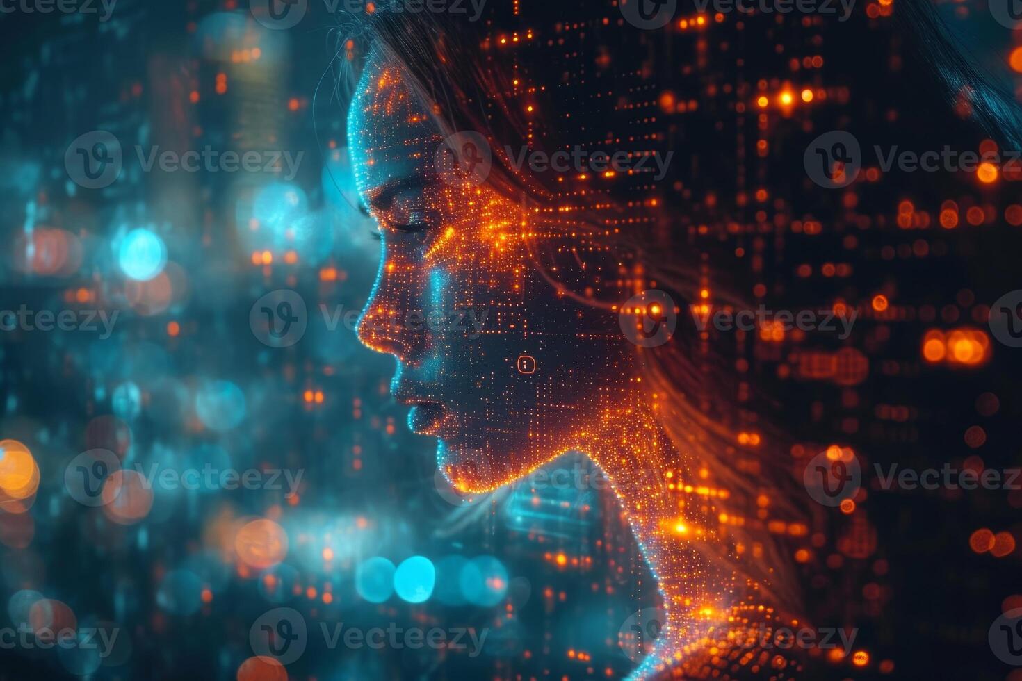 AI generated An abstract silhouette of a digital person. The concept of artificial intelligence photo