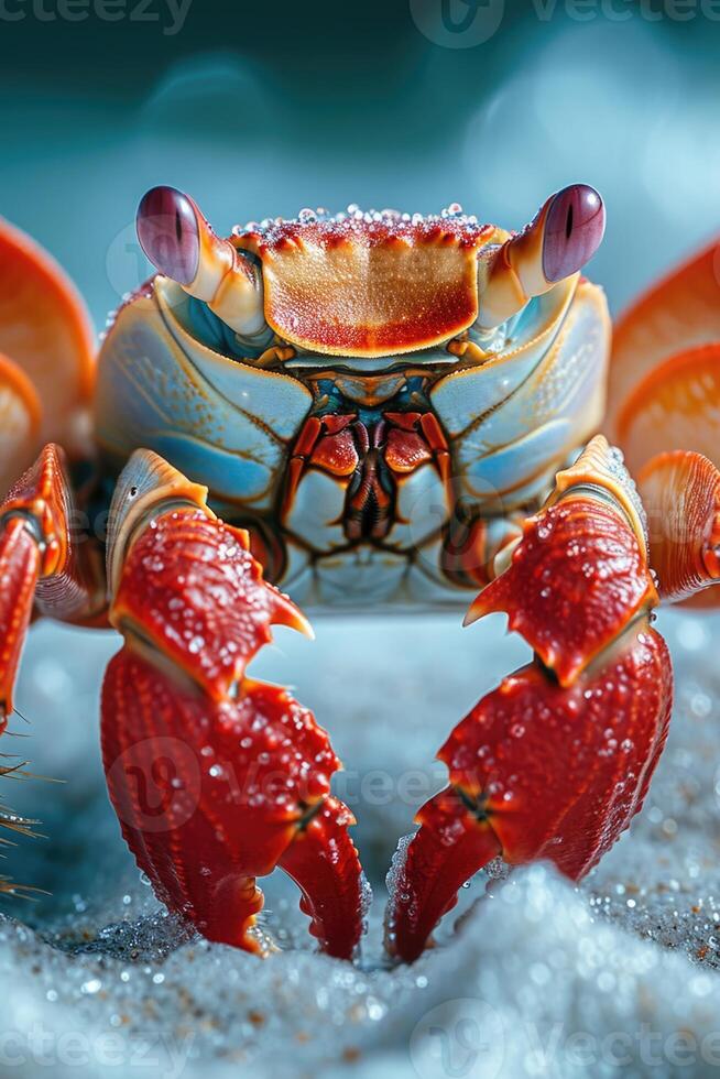 AI generated Close-up of a large crab in its natural habitat photo