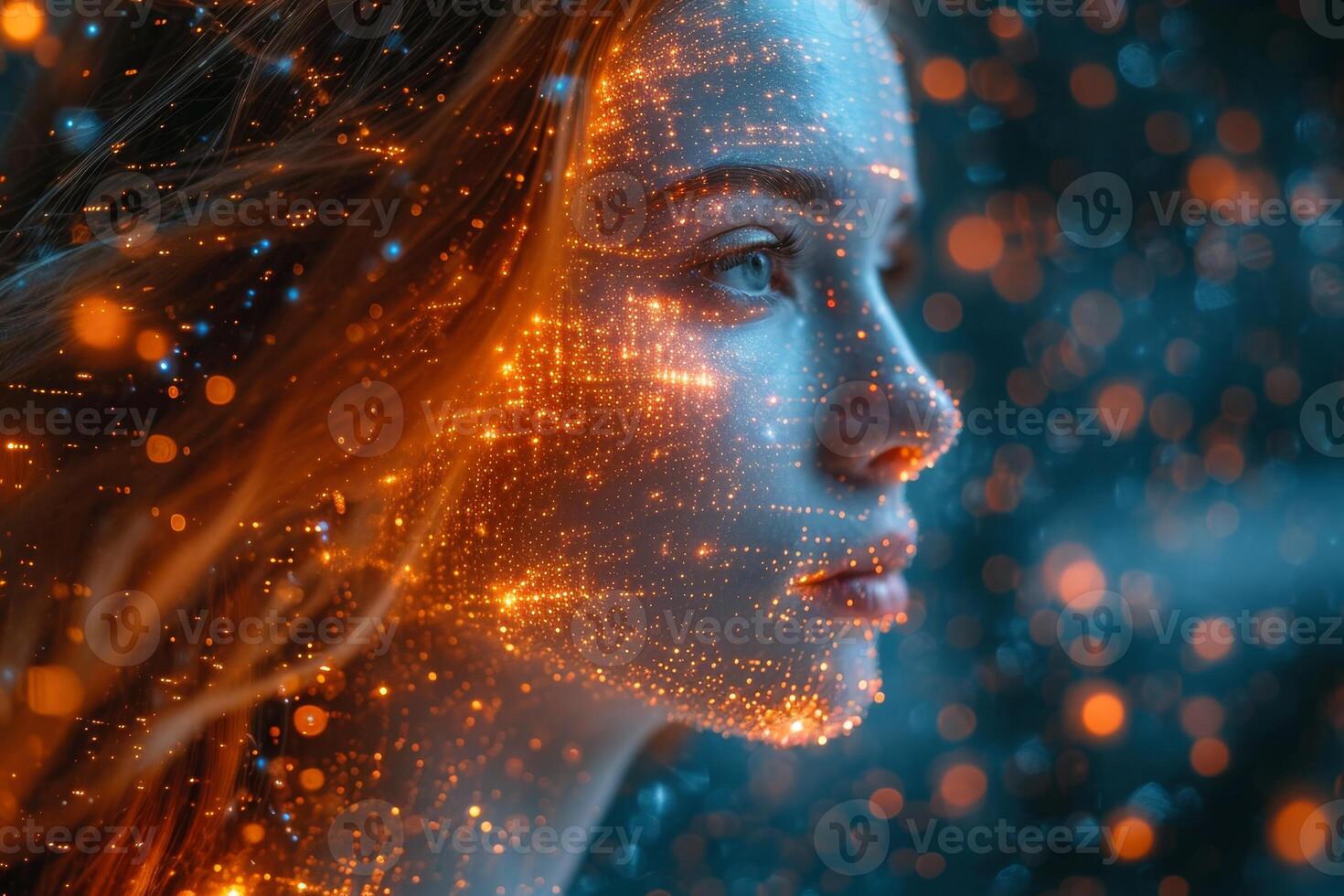 AI generated An abstract silhouette of a digital person. The concept of artificial intelligence photo