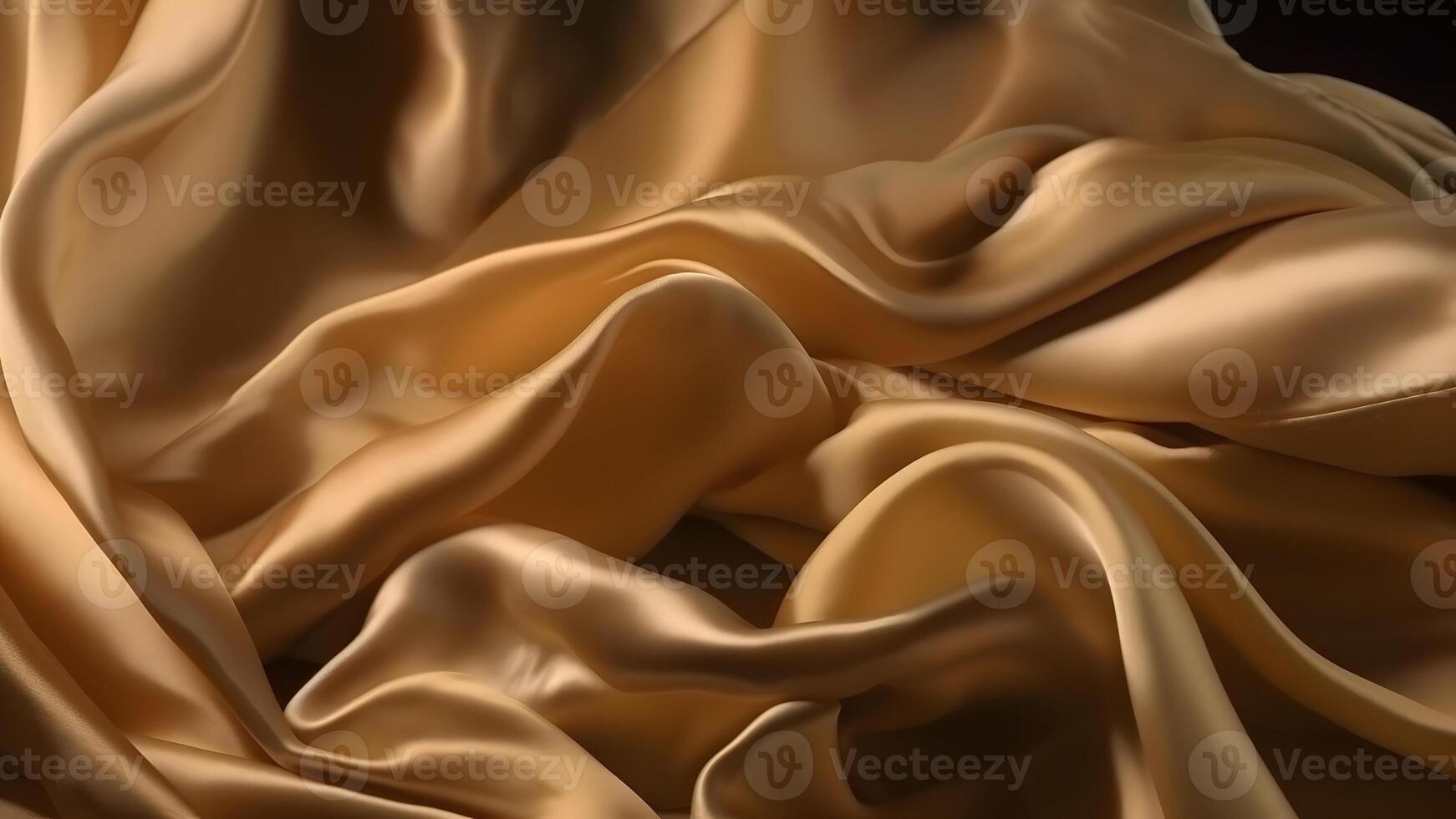 AI generated Golden-colored silk surface with folds. Abstract background, neural network generated image photo